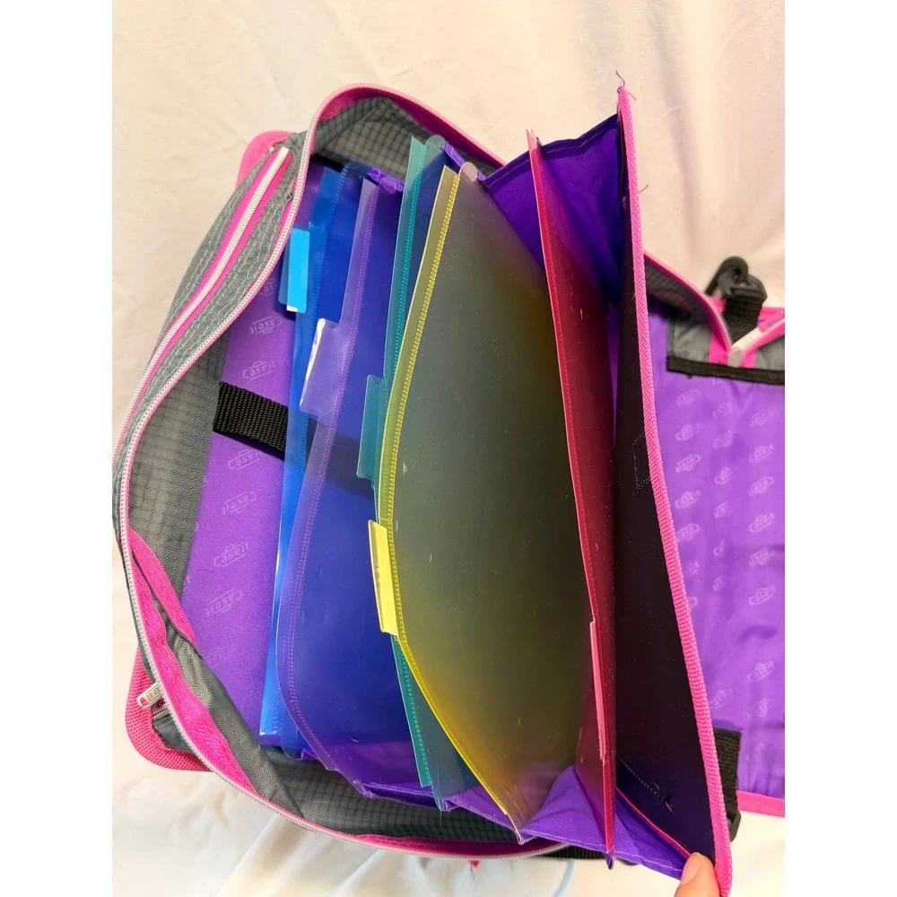 Case-it Mighty Zip Tab 3 Inch Zipper Binder Galaxy Nebula Pink Purple Y2K